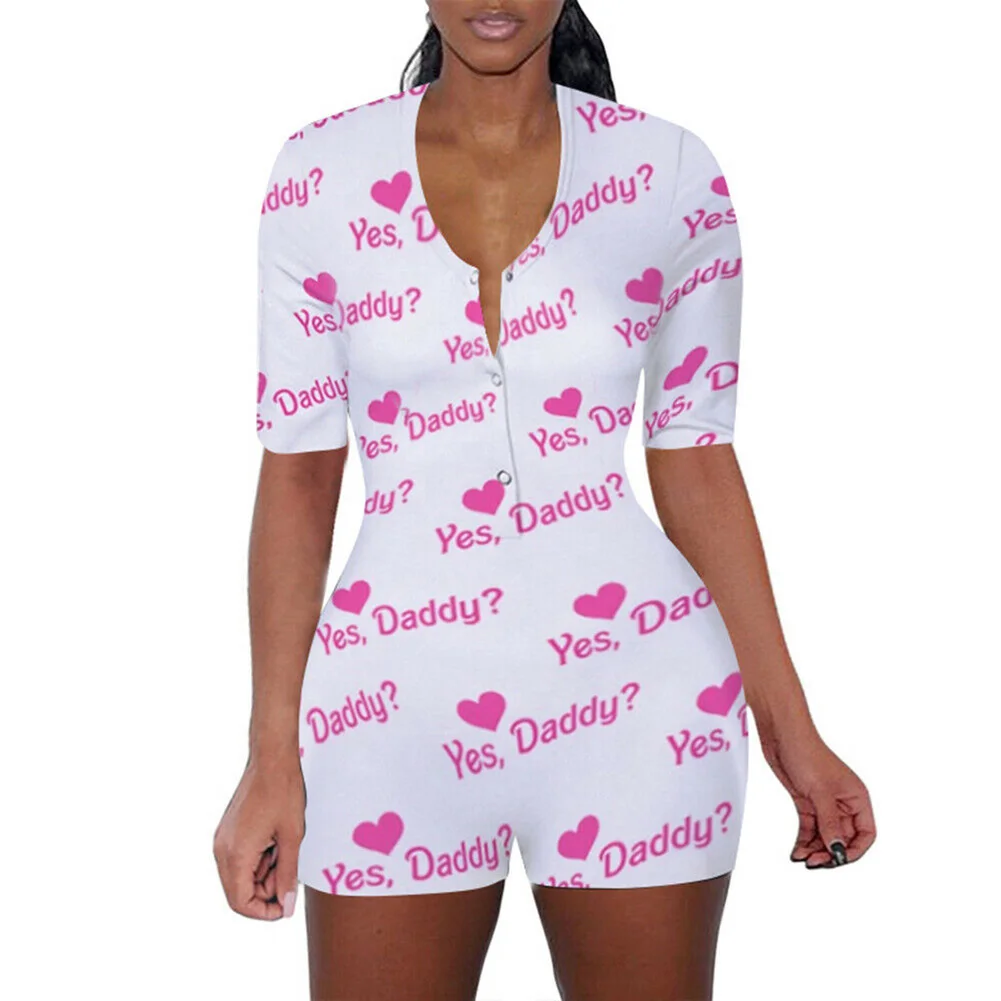 Women V Neck Leotard Printed Short Sleeve Jumpsuit Shorts Rompers Bodysuit BMF88 |