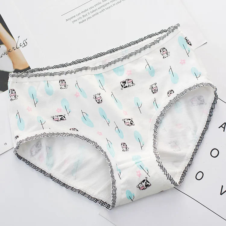 INS стиль 40 хлопок корова мультфильм девушки нижнее белье все Большой треугольник