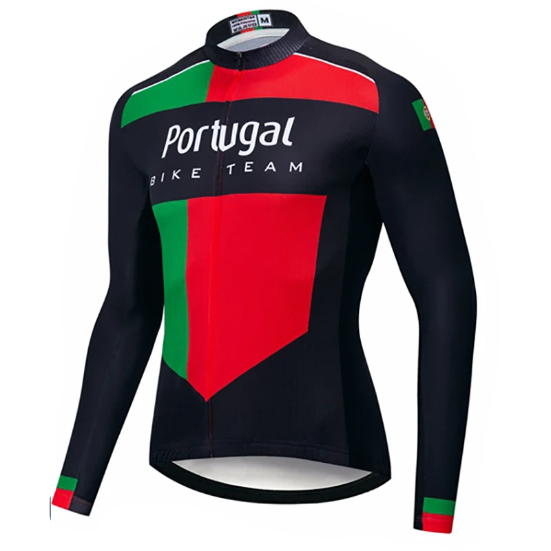 

Portugal Thin&Fleece Autumn&Winter Men's Long Sleeve Cycling Clothing Breathable Anti-UV Bicycle Wear Sleeve Cycling Jersey