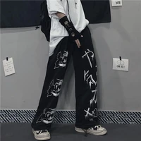 casual pants new street hip hop printing plus velvet thick straight leg pants loose fit tappered trousers men and women fashion
