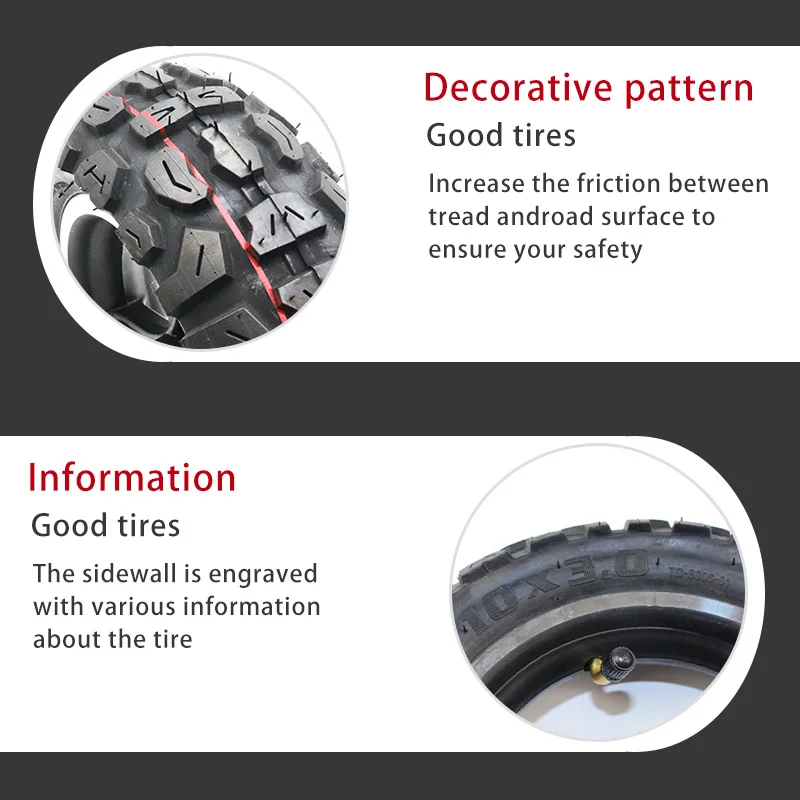 

TUOVT 10x3.0 TVT Off Road Vacuum Tire wheel hub rim For KUGOO M4 PRO Electric Scooter 10 Inch Wheel Tire 10*3.0 Tubeless Tire