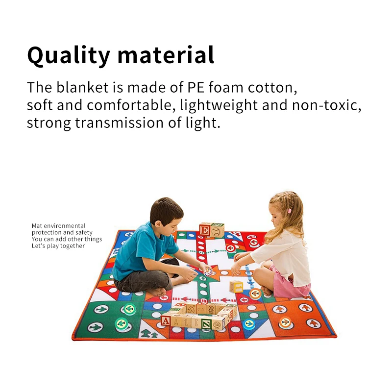 

Colorful Carpet Floor Aeroplane Flying 82cm*82cm Chess Environmental Friendly Blanket Non-Toxic Educational Ludo Blanket