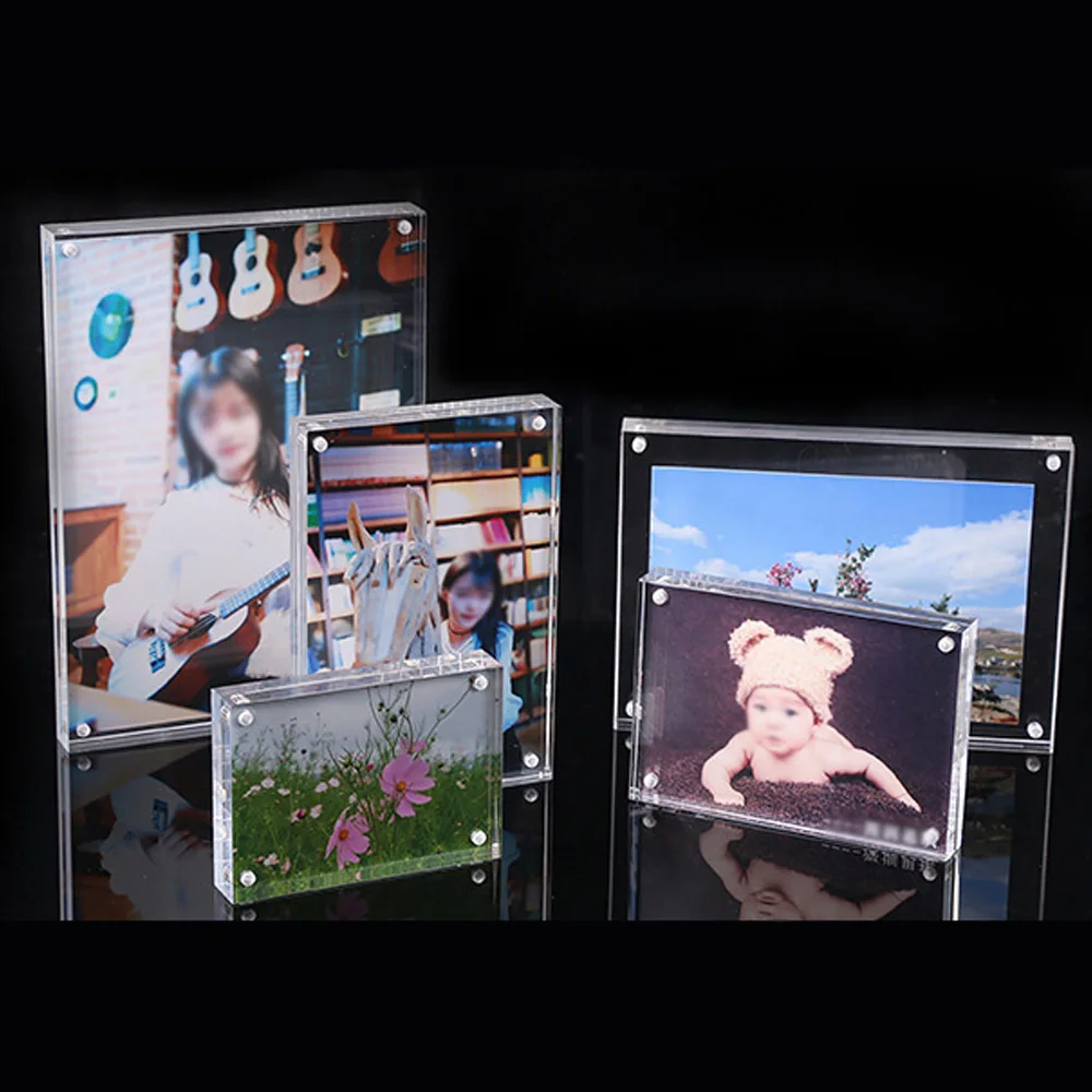 

Transparent Acrylic Photo Frame Clear Picture Frame Magnetic Photocard Display Stand Holder Home Bedroom Desk Decor