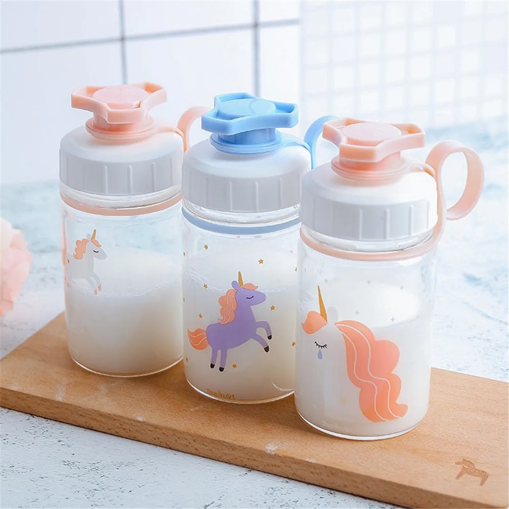 300 мл прозрачное стекло детская бутылка для воды милые бутылки напитков с