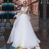 charming wedding dress white v neck floor length floral lace backless a line wedding party de fiesta robe de soiree