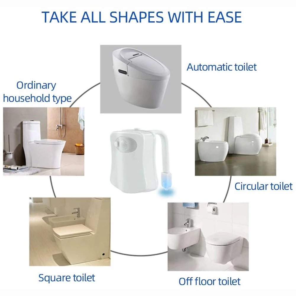 

Smart PIR Motion Sensor Toilet Seat Night Light 8 Colors Waterproof Backlight For Toilet Bowl LED Luminaria Lamp WC Toilet Light