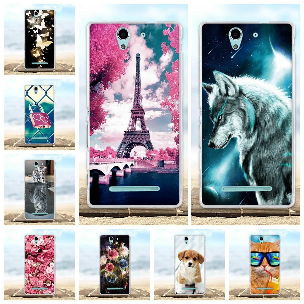 Двойной чехол для Sony Xperia C3/C3 Ультратонкий Мягкий силиконовый с 3d-рисунком C3 D2533 /