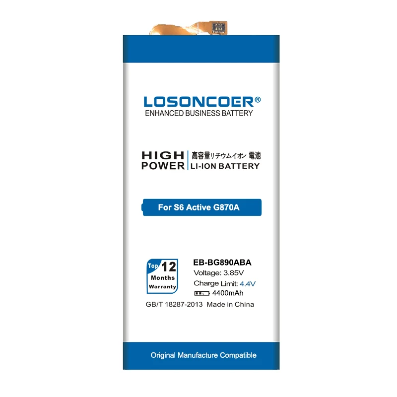 LOSONCOER 4400 мА/ч EB-BG890ABA Мобильный телефон батарея для Samsung Galaxy S6 активный G890A LTE-A G870A