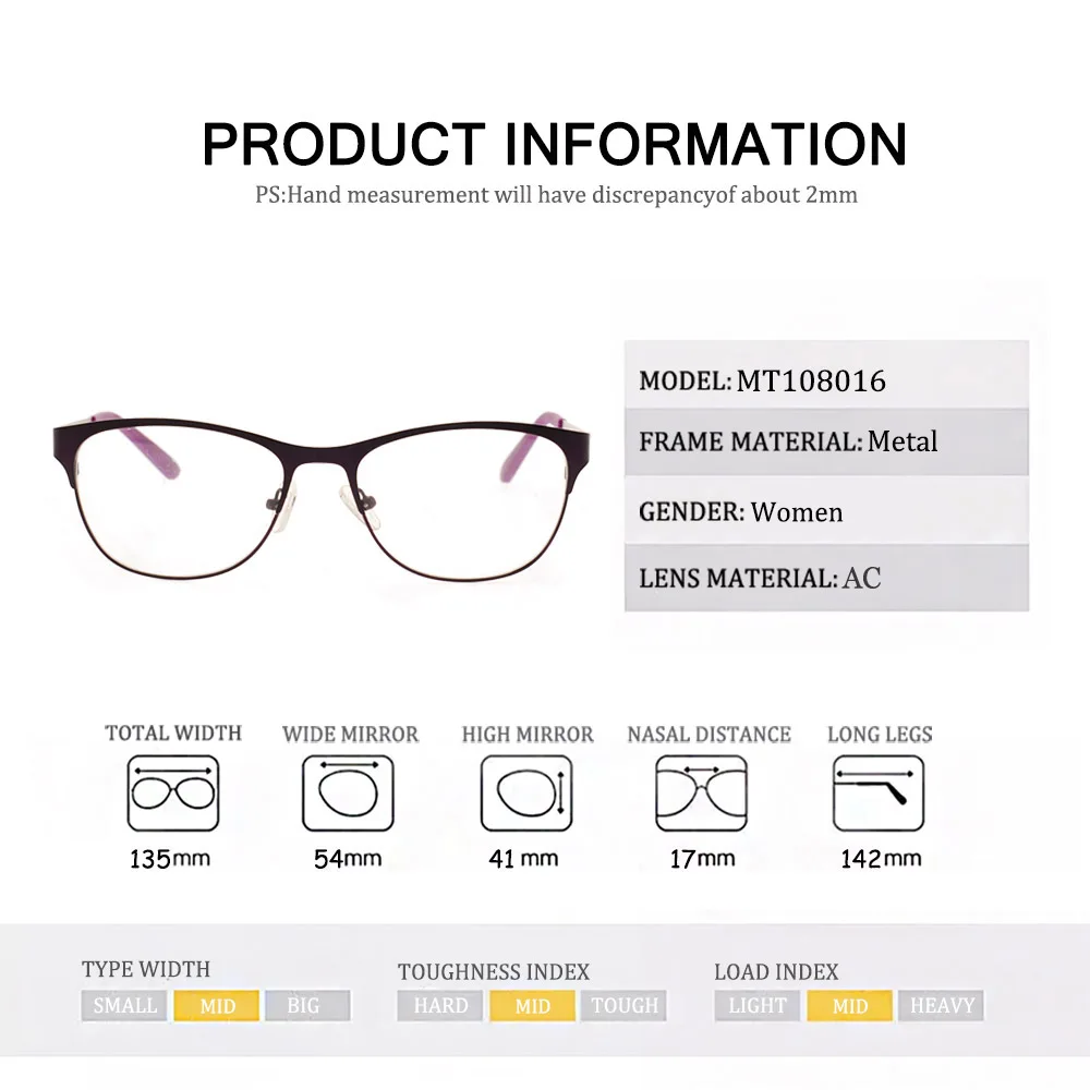 2019 однотонные Модные Ретро кошачий глаз женские металлические оправы из