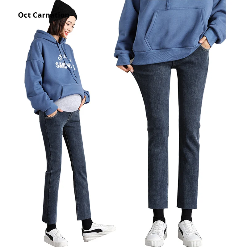 Обтягивающие брюки до щиколотки джинсы для беременных Одежда 4 цвета 0260|Джинсы| |