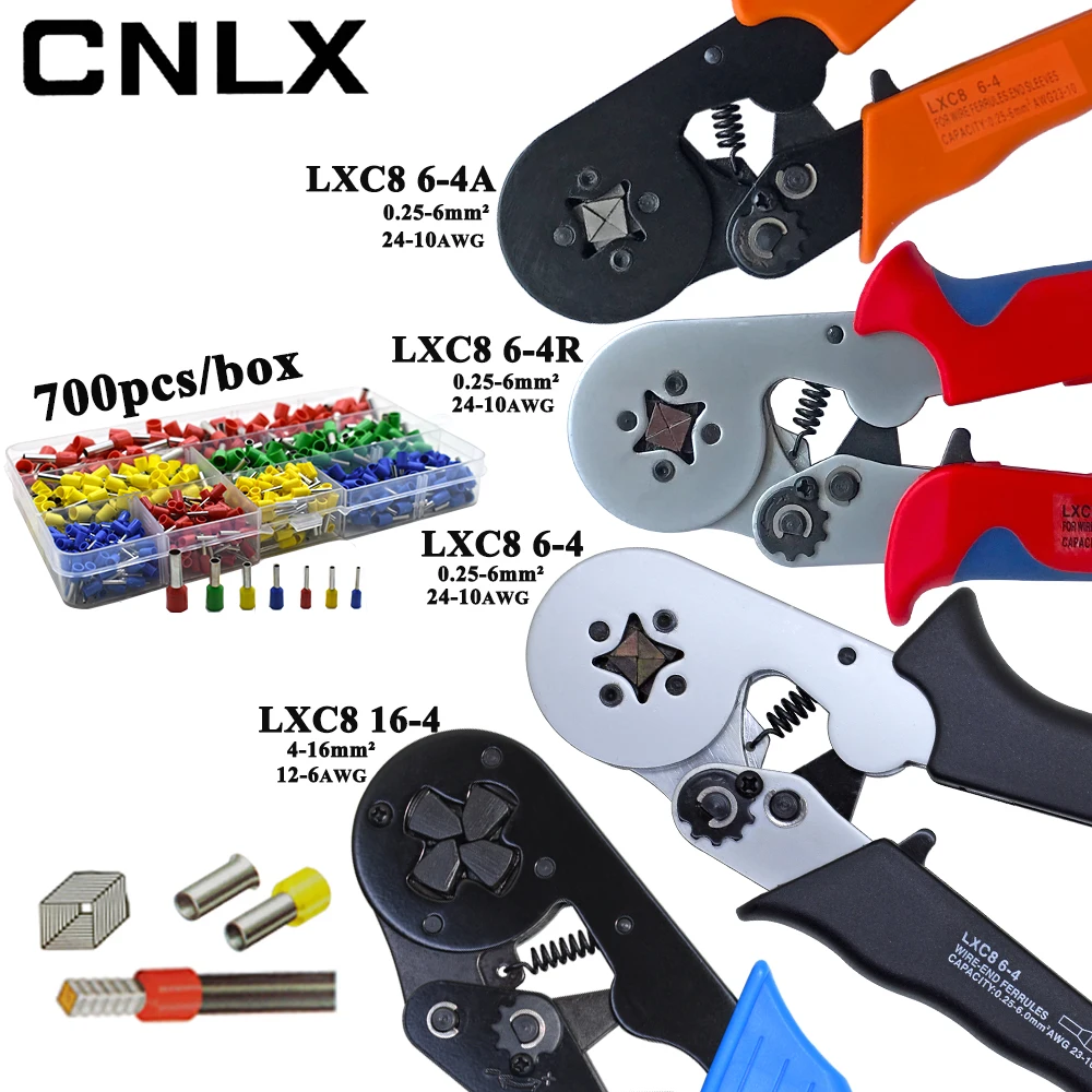 

LXC8 10S 0.25-10mm2 23-7AWG LXC8 6-4/6-4A 0.25-6mm2 LXC8 16-4 crimping pliers electric tube terminals box mini brand clamp tools