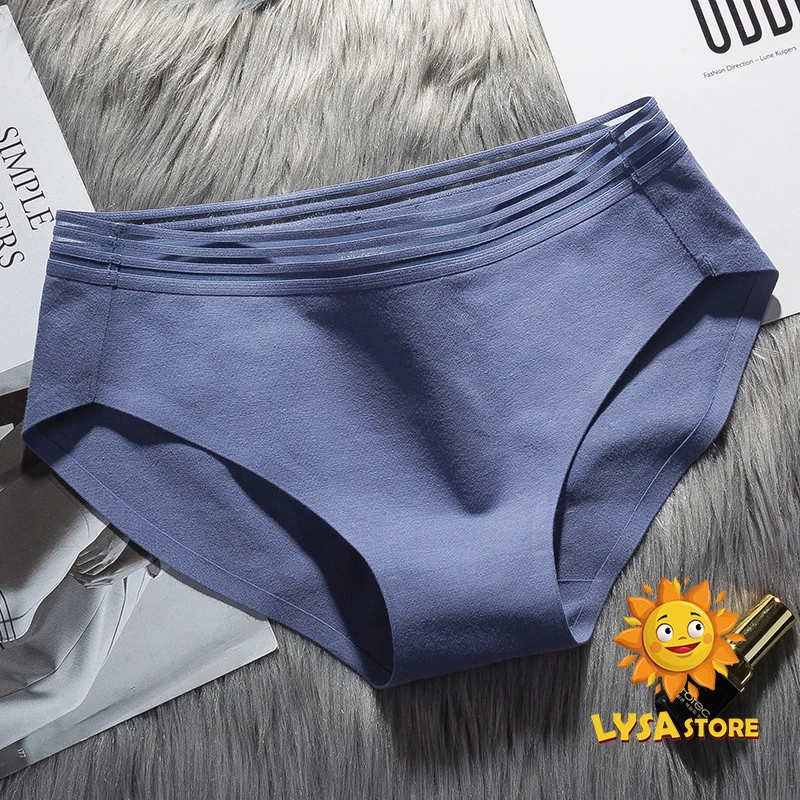 

New Thread Cotton Underwear Women 's Mid Waist Breathable Simple Briefs Large Briefs Popular Head Solid Color Panties Lace