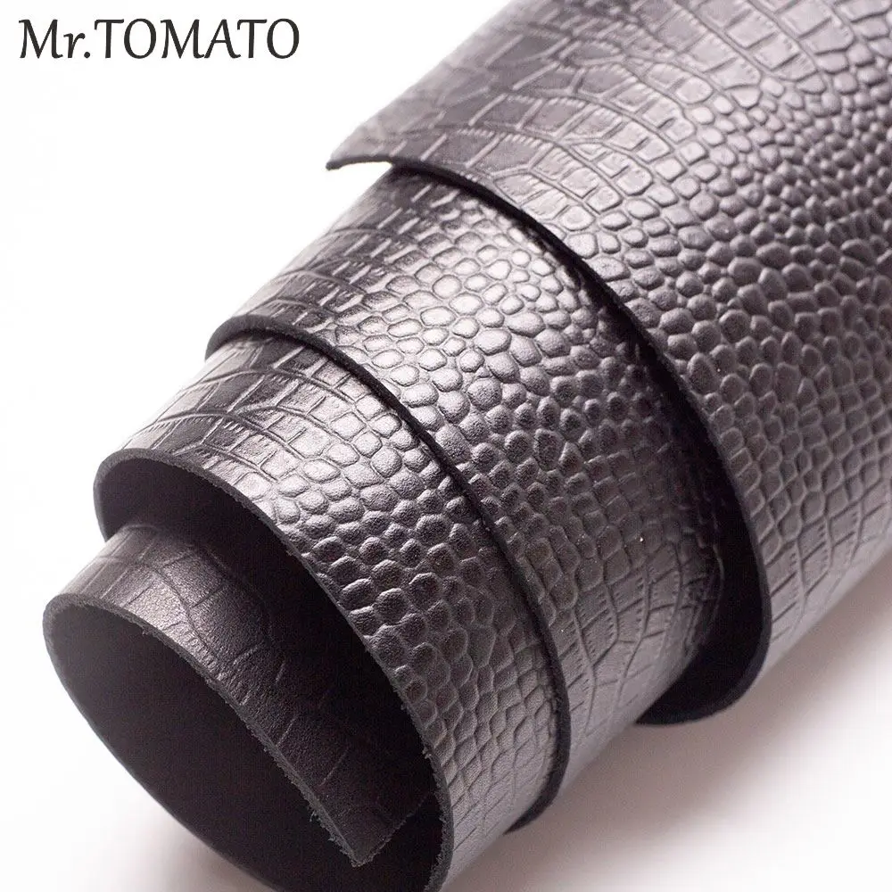 Черная тисненая крокодиловая кожа толстая натуральная резные материалы из