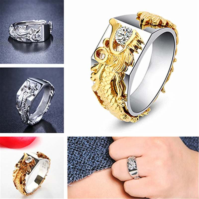 Кольцо для мужчин с узорами дракона роскошное золотистое кольцо смешанного