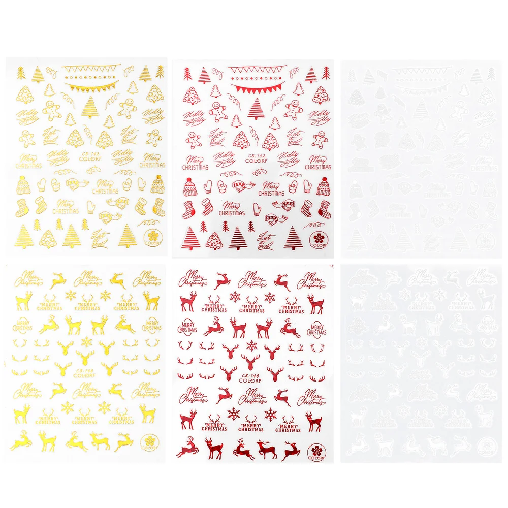 6 шт. новогодние наклейки для ногтей | Красота и здоровье