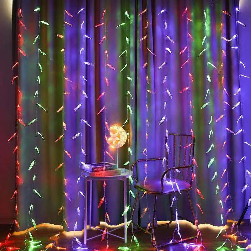 Гирлянсветильник-занавеска из зеленой ивы водонепроницаемая классветильник