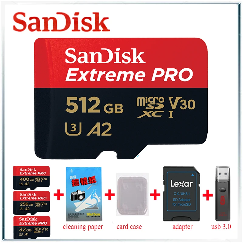 Sandisk extreme pro micro sd карта 256 ГБ tf памяти cartao de memoria tarjeta microsd 32 Гб Бесплатная доставка
