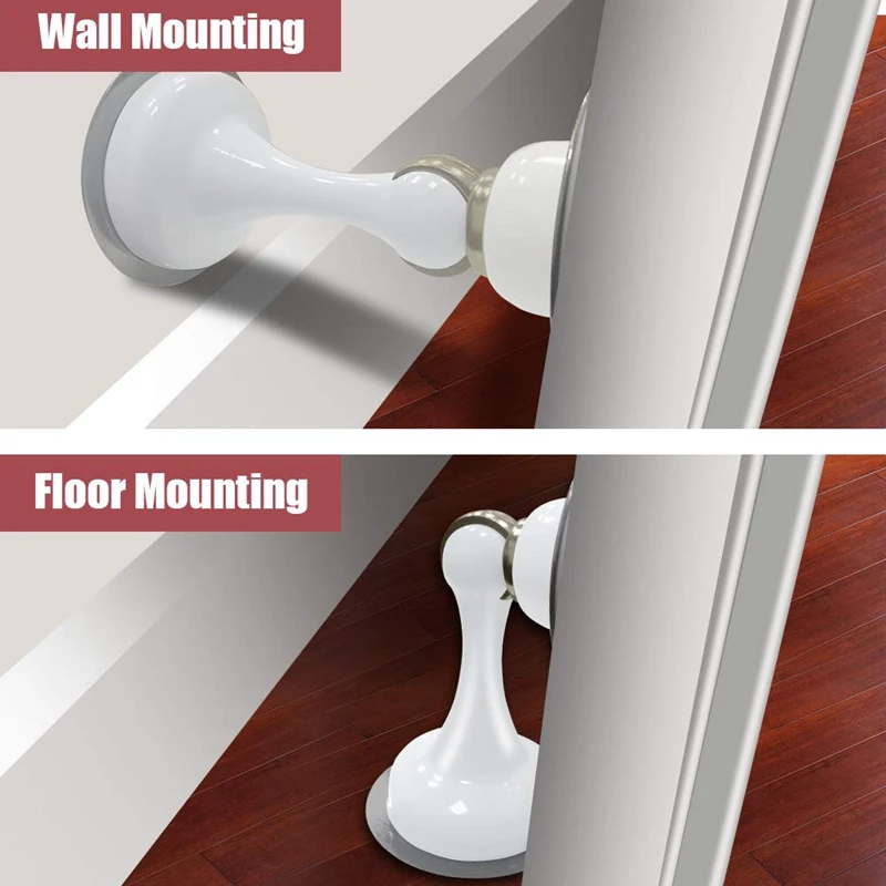 Door Stopper 2 Pack Magnetic Stop White Stainless Steel Catch Double-Sided Self Adhesive Tape Holder Doorstop | Обустройство дома