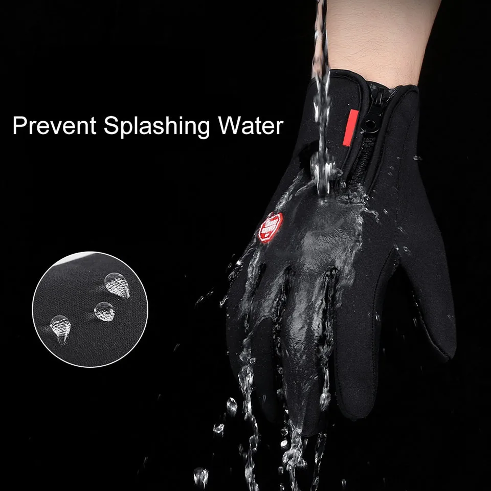 Зимние теплые велосипедные перчатки с сенсорным экраном лыжные для активного