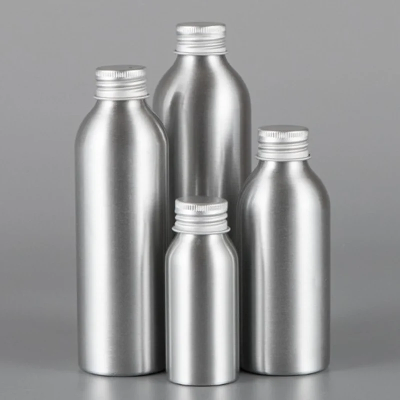 

100 мл/150 мл Пустые алюминиевые бутылки с алюминиевыми крышками с винтовыми крышками, пустая косметическая бутылка для лосьона, металлическая прочная многоразовая бутылка