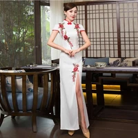 2020 fashion white cheongsam sexy long qipao chinese traditional dress classic women dress evening dresses vestido mujer chino
