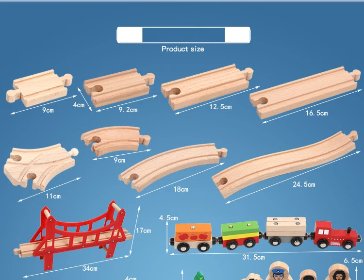 Монтессори, 100 деталей, Elm Rail trafage Scene, маленький паровозик, набор, деревянная дорожка, детская головоломка, сделай сам, сборные строительные блоки, игрушки