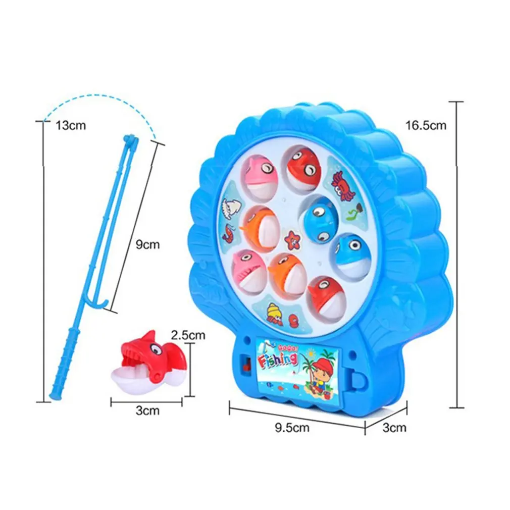 

Kids Fishing Toy Set Musical Rotating Fishing Game Electronic Magnetic Outdoor Sports Toys Double Layer Shell Shape Fishing Toy