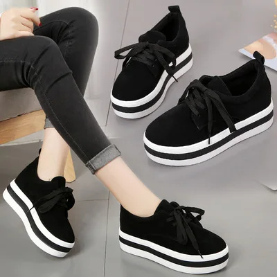 

shoes thick Muffin soles with Korean version of students' casual shoes ins women's shoes Hong Kong style 2021 Walking shoes