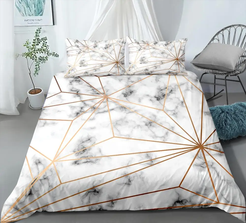 

Modern Marble Duvet Cover Geometric Nordic Simple Bedding Set Double Set Queen King Double Size Bedding Linen Set