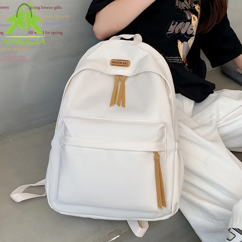 

New Multifuction Schoolbag For Teenager Girls Fashion Solid Color Nylon Backpack Simple Waterproof Shoulder Bag Laptop Rucksack