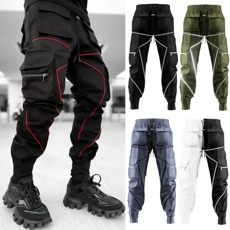 

Spring Autumn New Light Casual Pants Men's Korean Version of Multi-bag Cargo Pants Loose Straight Pants Outdoor Running Pants