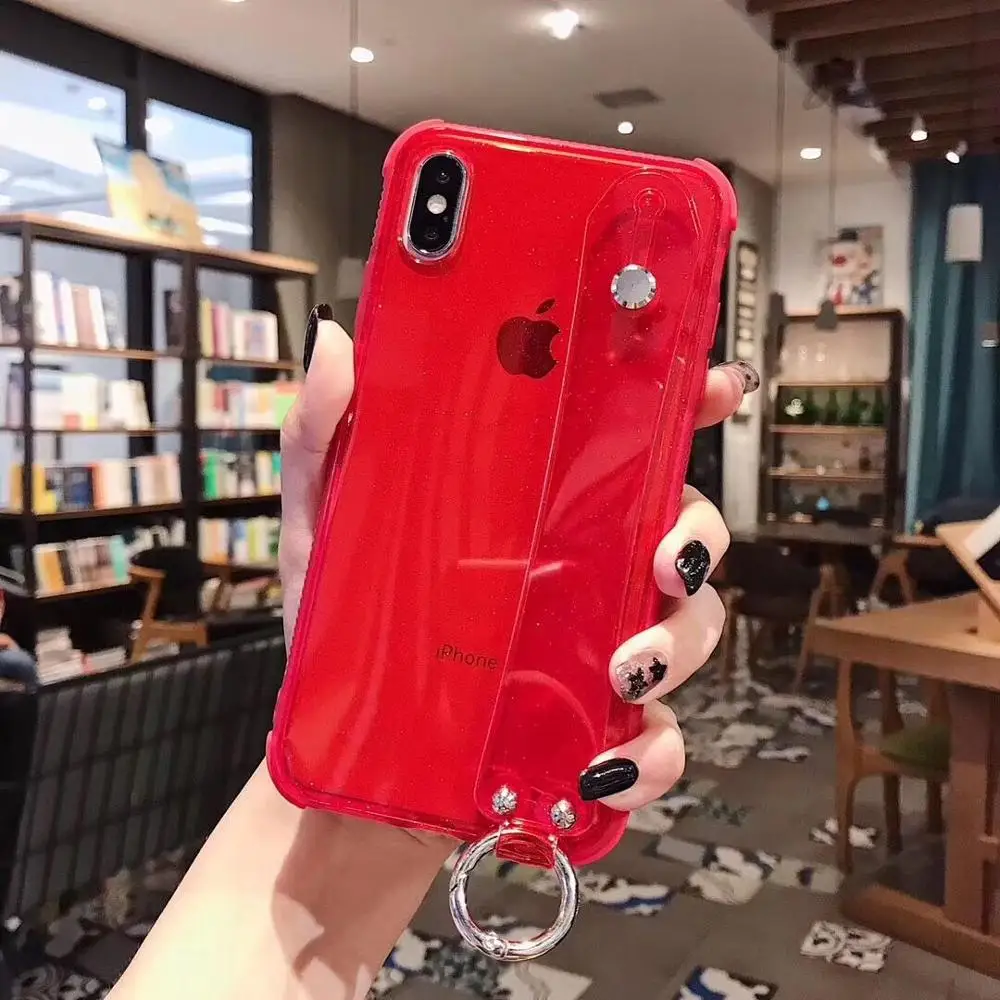 Роскошный lovecom Блестящий прозрачный браслет для ремня чехол для iPhone 11 Pro Max XR XS Max 6, 6 S, 7, 8plus X мягкий чехол-накладка для телефона