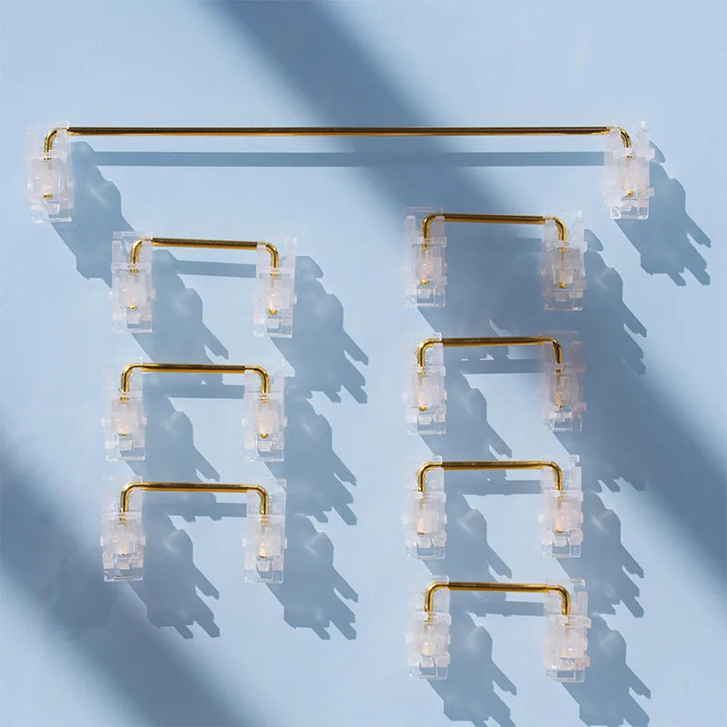 

Transparent Gold-plated PCB Satellite Shaft Axis 2U 6.25U Cherry Stabilizers for Custom Mechanical Keyboards