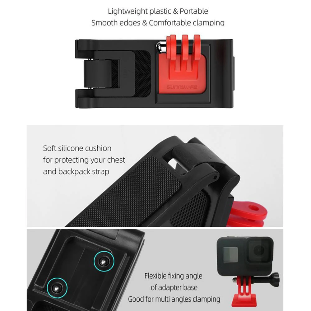 universal backpack clamp adjustable clip mount knapsack belt camera holder for gopro osmo action sports camera accessories free global shipping