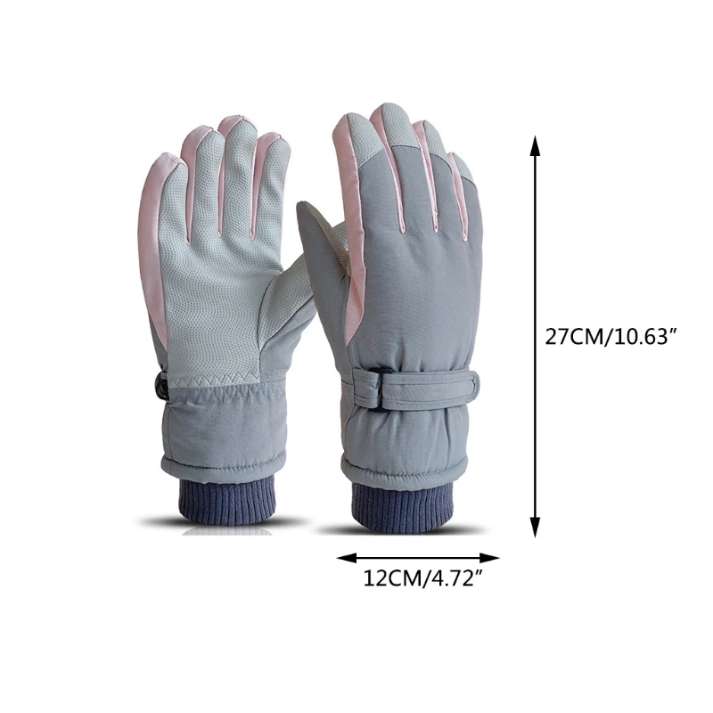 

Женские зимние перчатки, лыжные перчатки с закрытыми пальцами, перчатки с флисовой подкладкой, поводки на запястье, Нескользящие водонепро...