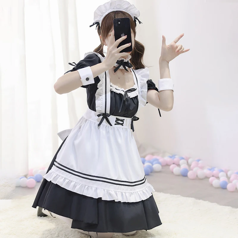 

Women Maid Outfit Anime Dress Apron Lolita Dresses Cosplay Costume Girls Woman Waitress Maid Party Stage Costumes