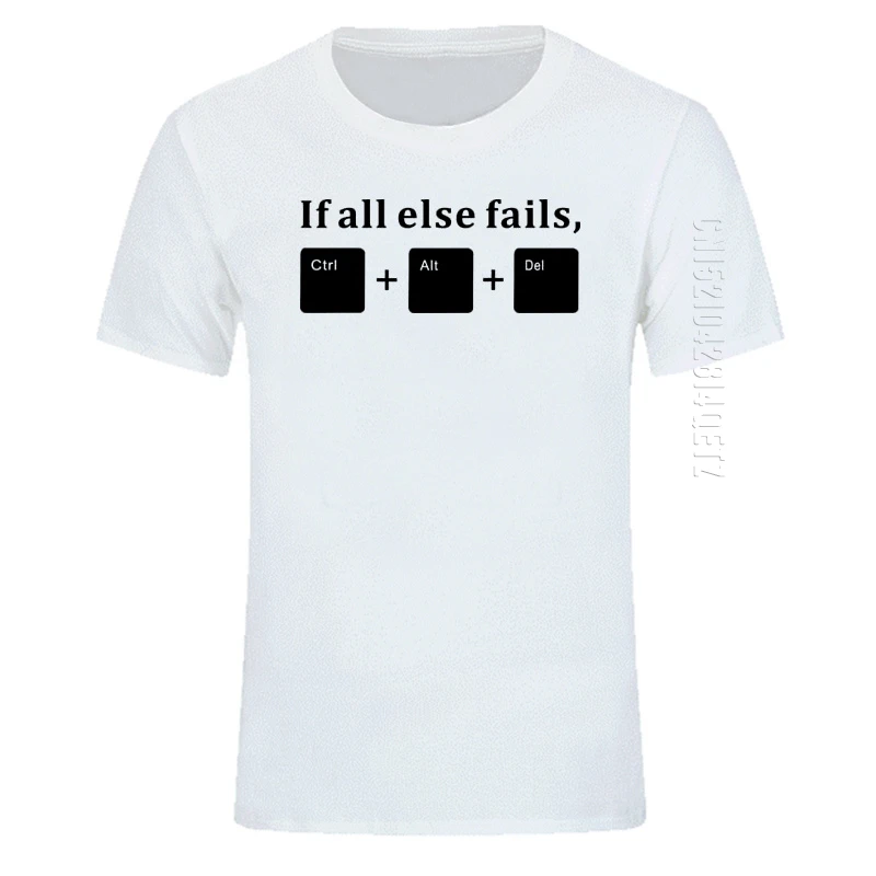 Футболка мужская с круглым вырезом смешная надписью If All Else и ALT DEL Tech Support Geek