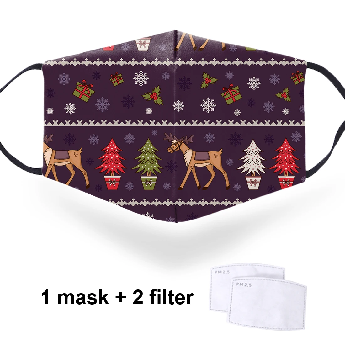 Маска с рождественской тематикой мультяшным принтом оленя маска для лица