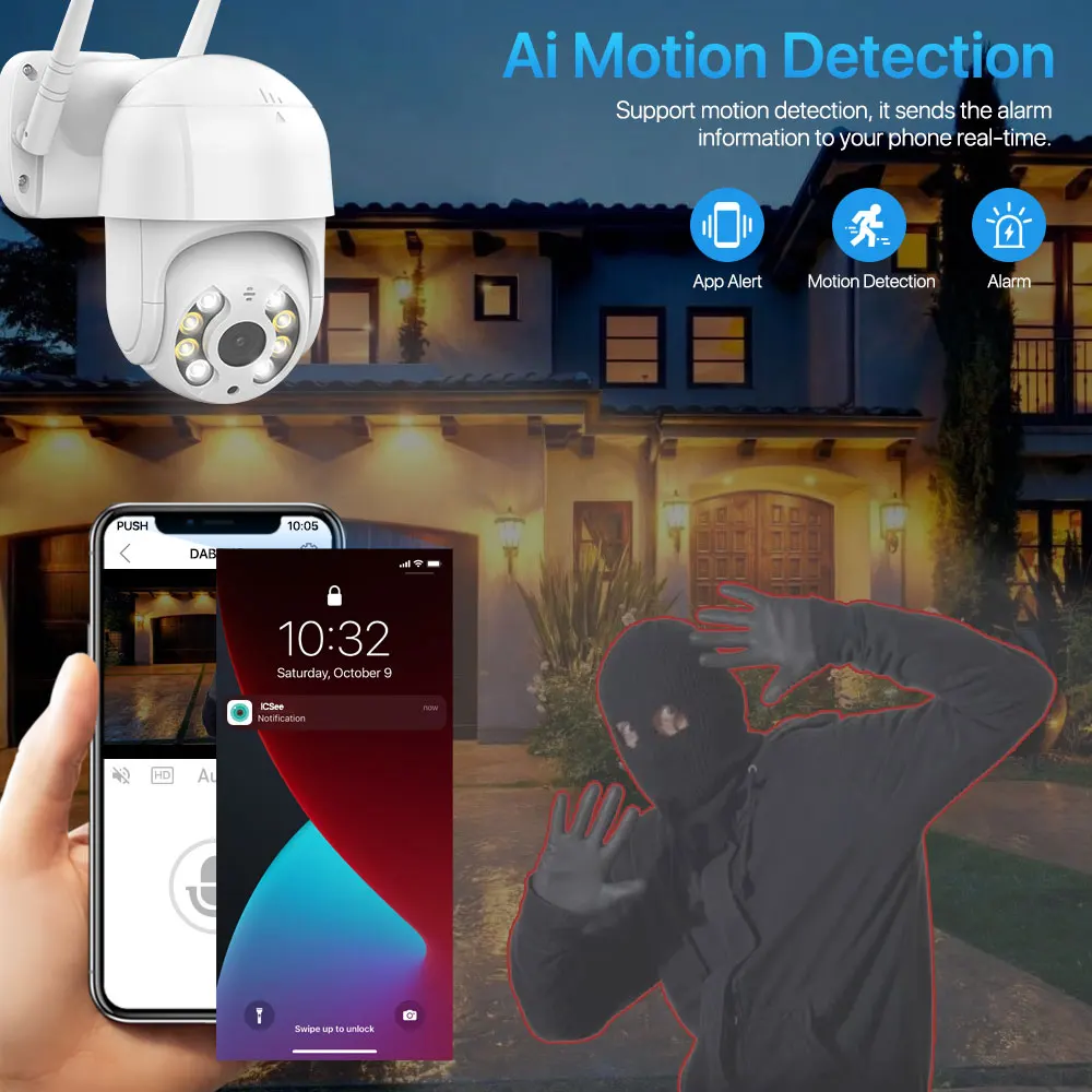 4K 8MP Wireless IP Camera Outdoor Security Wifi PTZ 5MP HD Auto Tracking Video Surveillance CCTV P2P Onvif iCsee | Безопасность и
