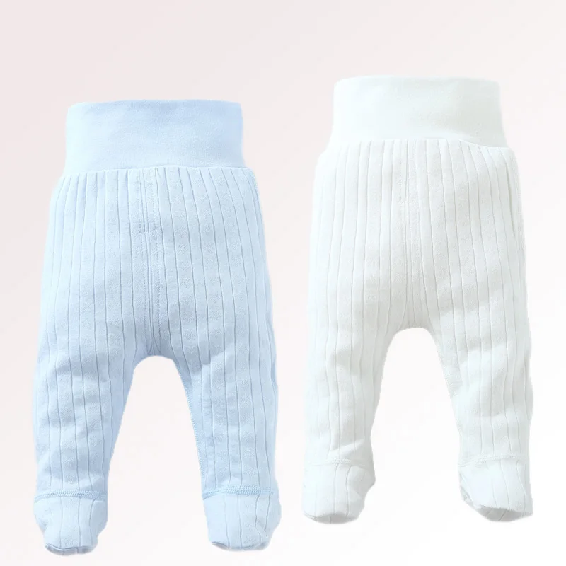 Spring Baby Footed Pants 100% Cotton Newborn Baby Boys Girls Trousers High Waist Kid Wear Infant Toddler Baby Boneless Legging