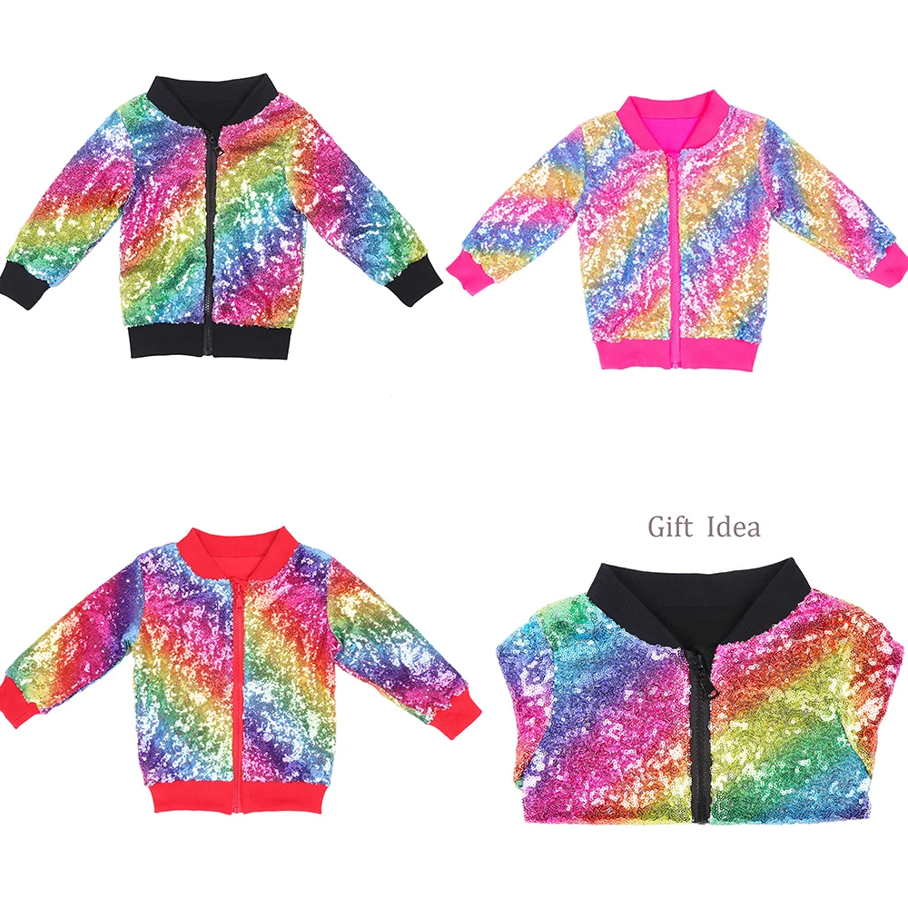 Куртка с пайетками для девочек; пальто с радужным единорогом; детская Золотая толстовка с капюшоном; блестящие вечерние куртки для маленьких детей; Рождественский подарок на день рождения