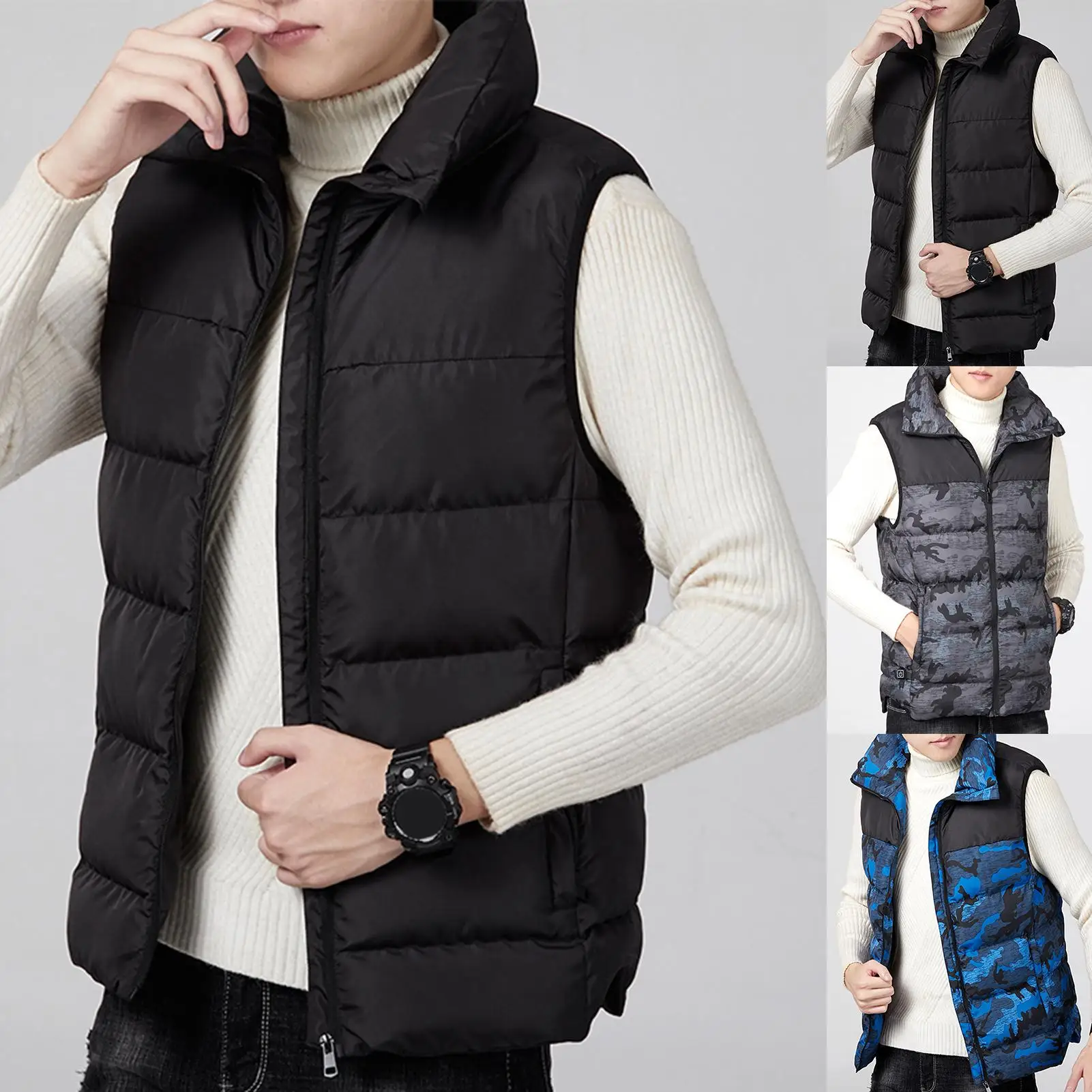 

Men Electric Winter Jacket Heated Vest USB Energy-saving Waistcoat 3 Gears Control Heating Vest Men Winter Clothes Heated Vest