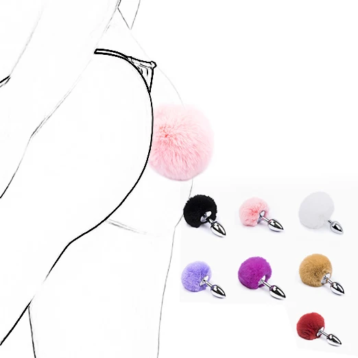 Анальная пробка с он имеет гладкую ощупь Нержавеющая сталь Кролик хвост без