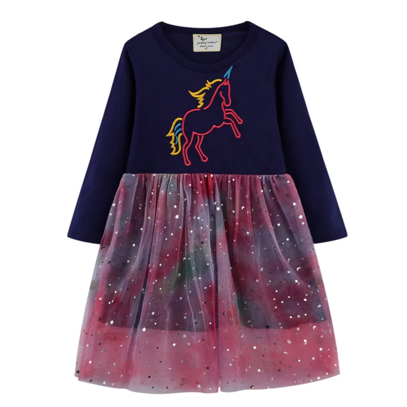 

Girls Long Sleeve Dress Cotton Spring Autumn 2021 New Unicorn Cute Kids Lace Stitching Dresses for Girl Princess Dress 2-7Y