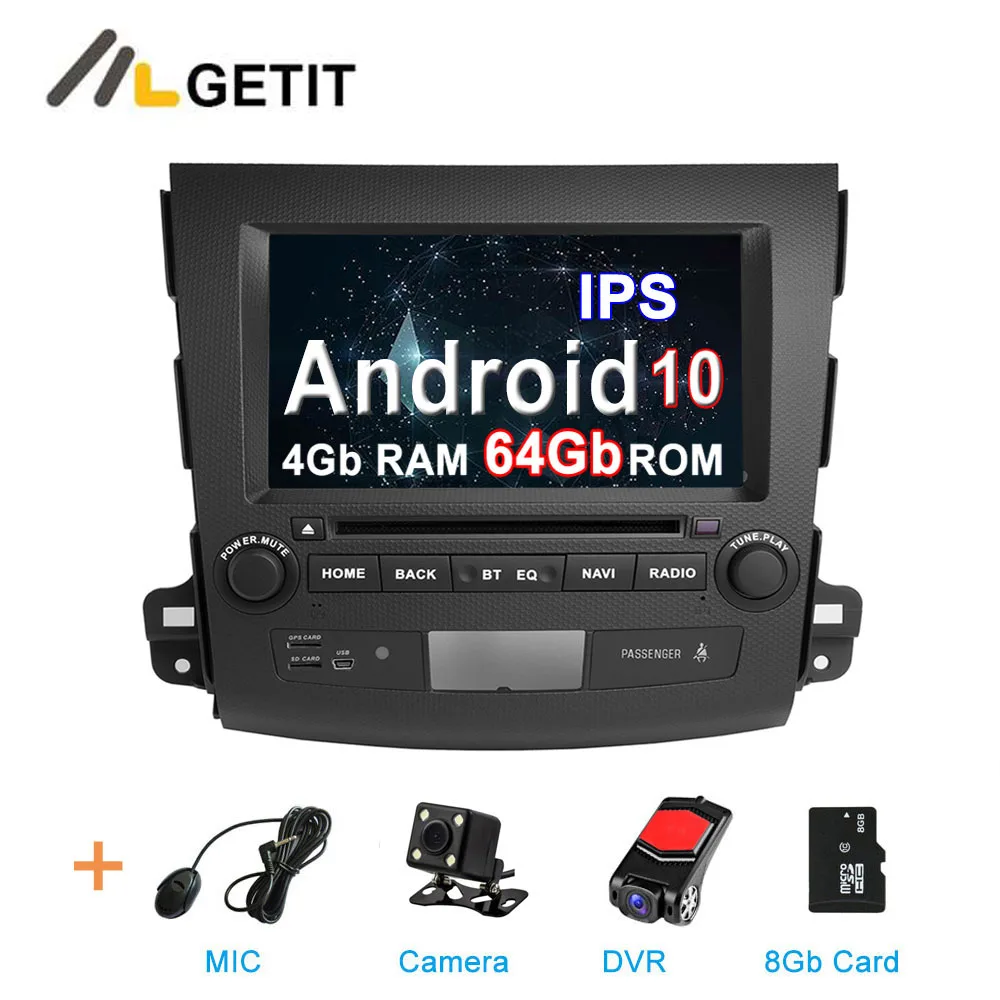 64G ips DSP Android 10 Автомобильный DVD стерео плеер gps для Mitsubishi Outlander 2007-2012 с wifi BT - Цвет: 4G CAMERA-DVR-SD