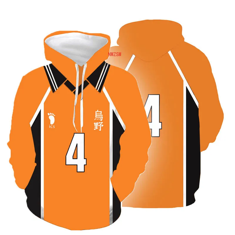 Haikyuu! Толстовки Hinata Shoyo Косплей Karasuno школьный волейбол Толстовка Nishinoya Yuu Kageyama Tobio