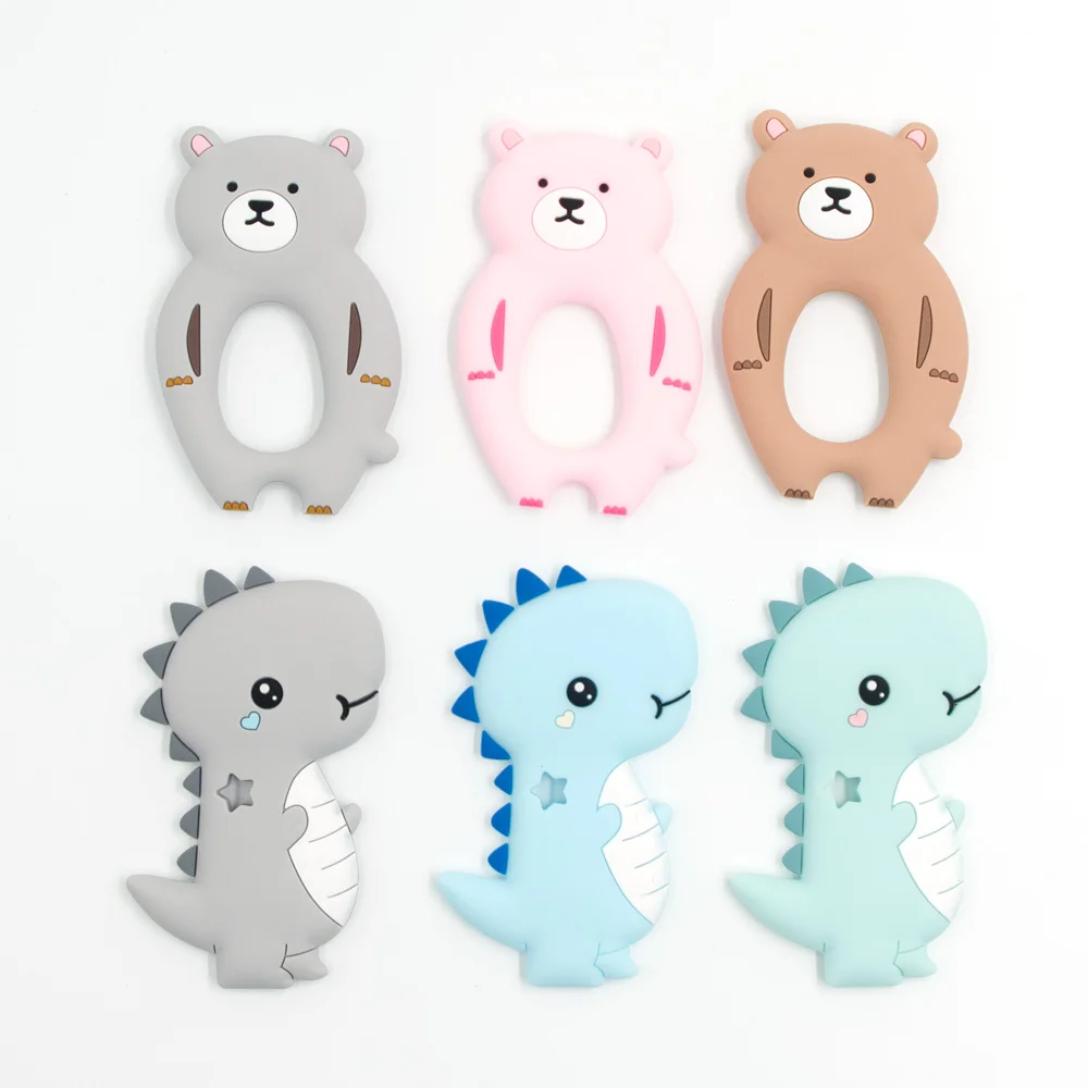 1 шт. Силиконовые Прорезыватели в форме динозавра бусины героев мультфильмов
