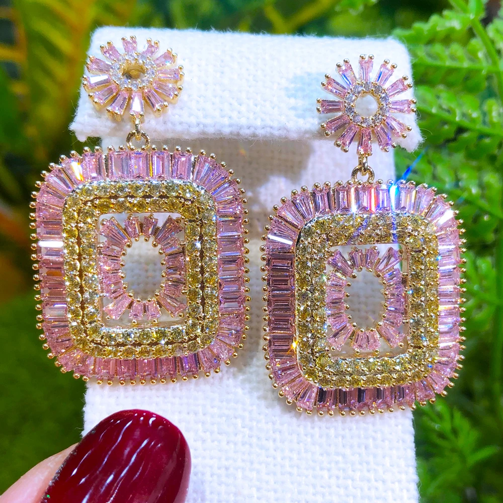 

Роскошные квадратные Подвесные серьги Soramoore с фианитами для благородных женщин, свадебные серьги для невесты, 2022, супер подарок