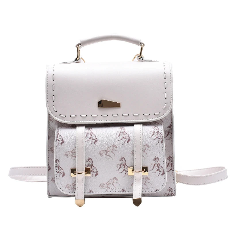 

Multifunctional Female Bag 2021 New Simple Western Style Square Bag Casual Fashion Printing College Student Double Backpack