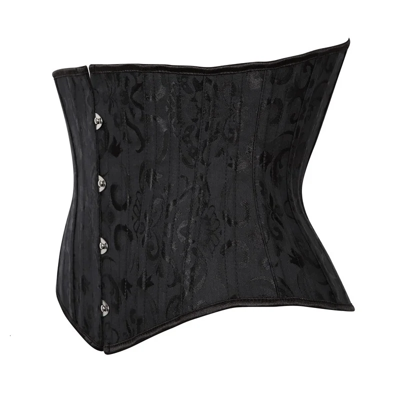 

Short Troso Waist Trainer Floral Lace Waist Cincher Shaper Underbust Waspie Size XS To 3XL 24 Spiral Steel Boned Corset